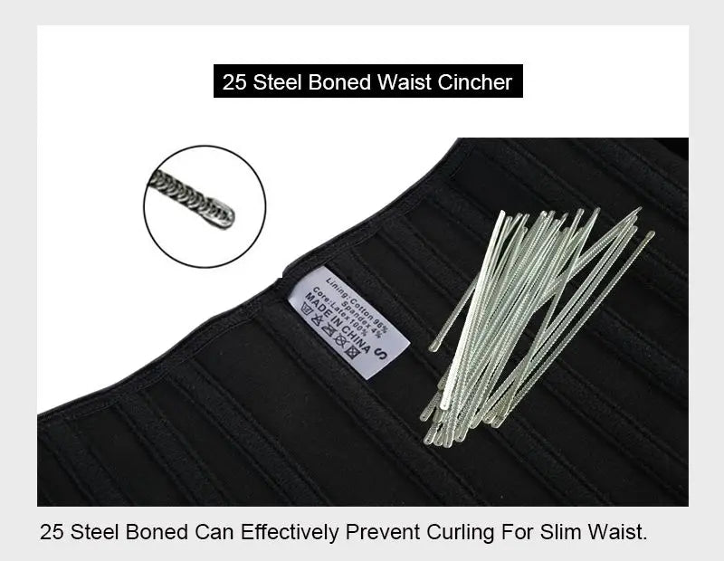 Corset Waist Latex Waist Trainer Corset Belly Slim Belt Body Shaper Modeling Strap 25 Steel Boned Waist Cincher Colombianas