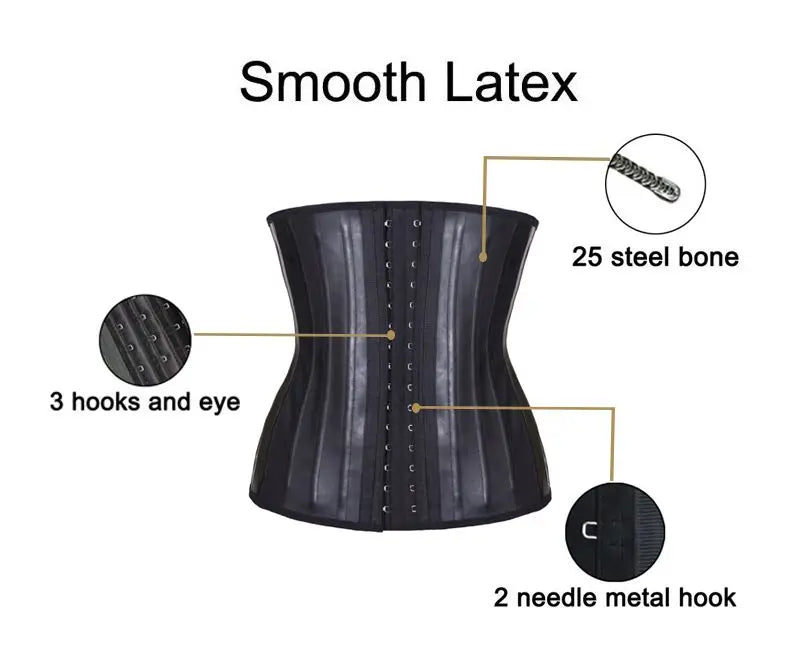 Corset Waist Latex Waist Trainer Corset Belly Slim Belt Body Shaper Modeling Strap 25 Steel Boned Waist Cincher Colombianas