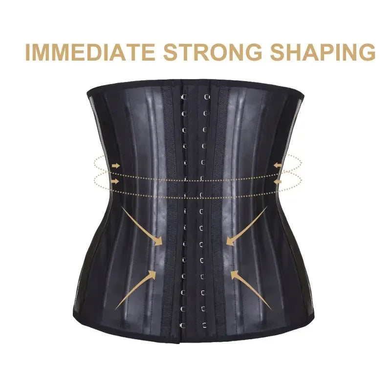 Corset Waist Latex Waist Trainer Corset Belly Slim Belt Body Shaper Modeling Strap 25 Steel Boned Waist Cincher Colombianas