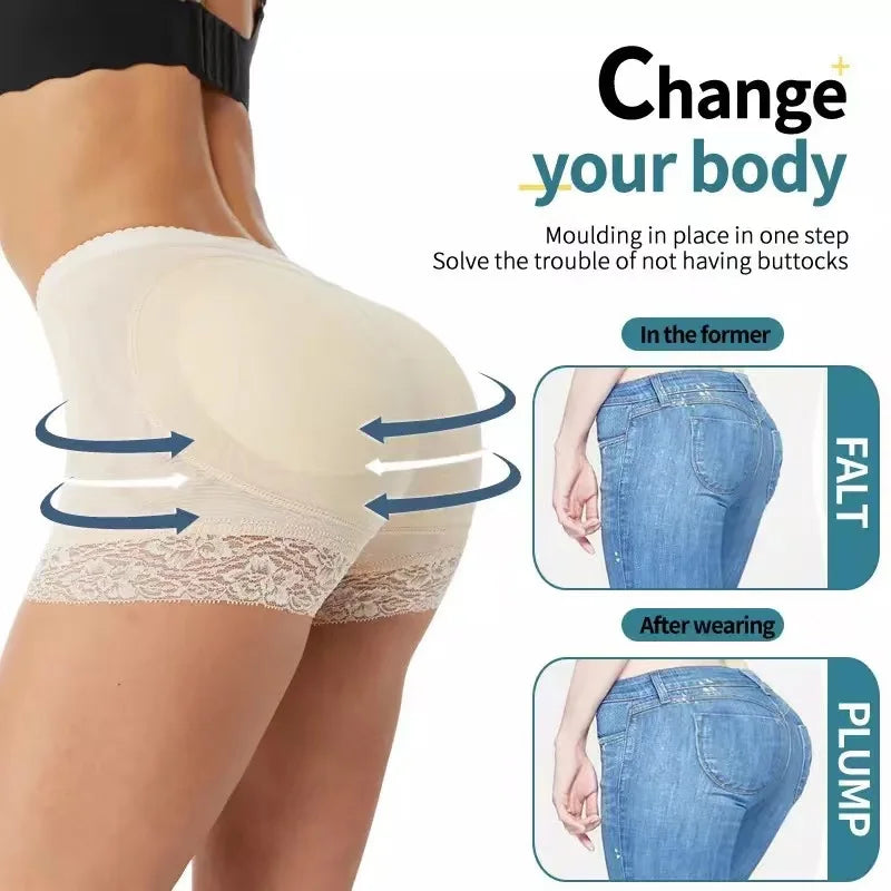 Butt Lifting Pants for Women with Bottoming Butt Lifting Butt Puffing Fake Butt Underwear Body Shaping Flat Corners with Pads