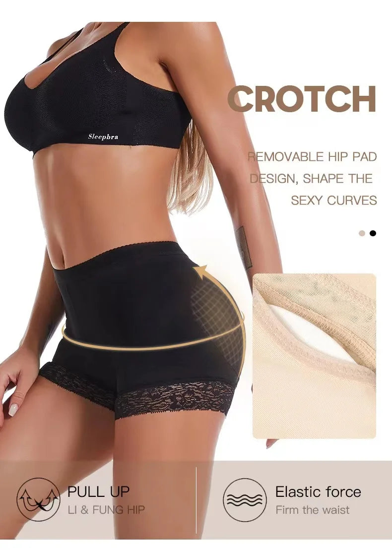 Butt Lifting Pants for Women with Bottoming Butt Lifting Butt Puffing Fake Butt Underwear Body Shaping Flat Corners with Pads