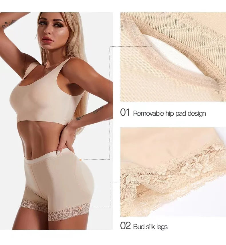 Butt Lifting Pants for Women with Bottoming Butt Lifting Butt Puffing Fake Butt Underwear Body Shaping Flat Corners with Pads